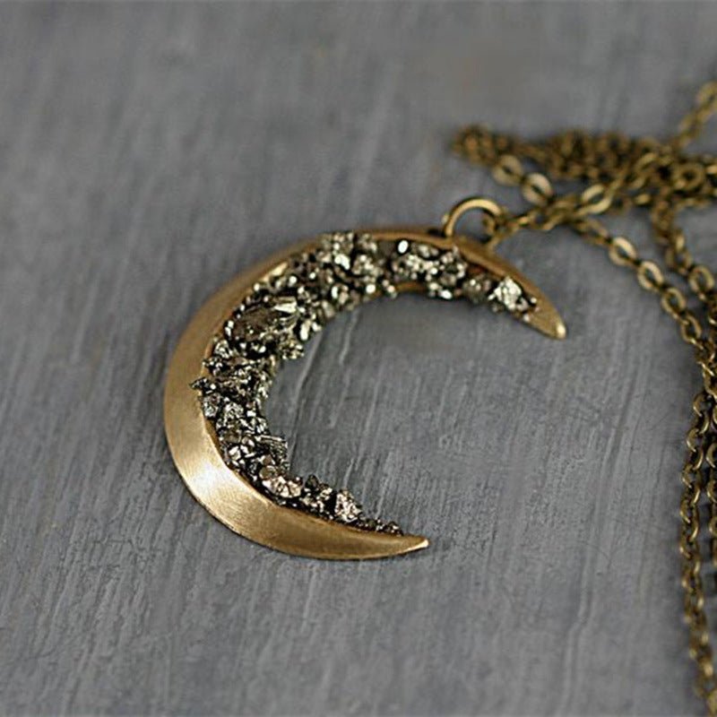 Broken Crystal Gold Crescent Necklace