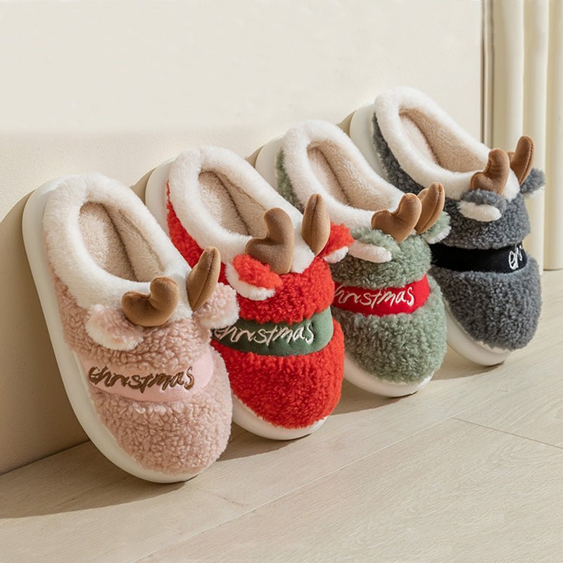 Cozy soft Christmas Elk slippers