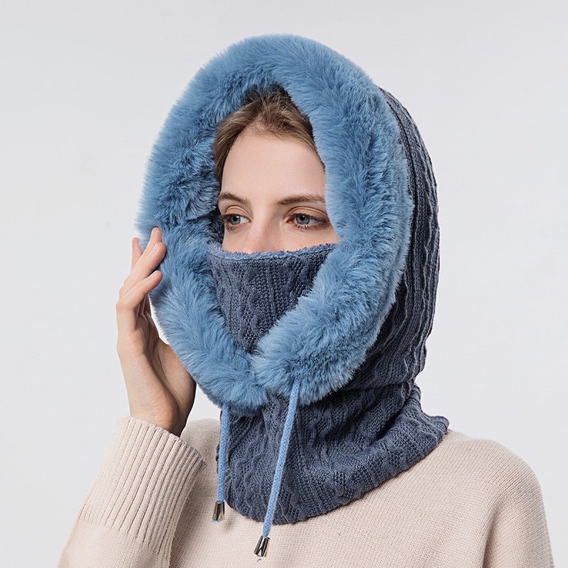 Ladies Windproof Plush Hat and Scarf