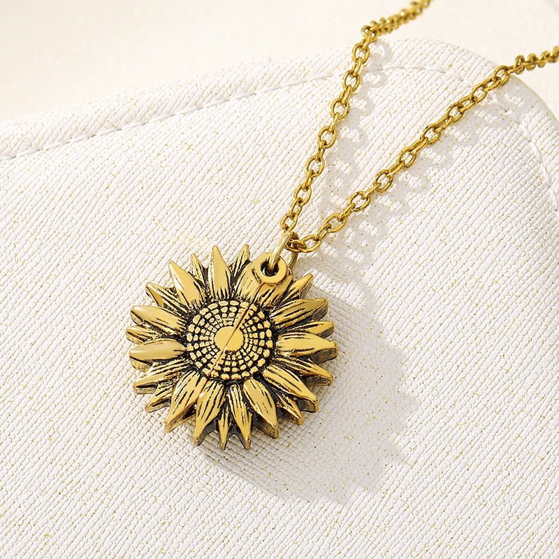 You Are My Sunshine Open Locket Sunflower Pendant Necklace